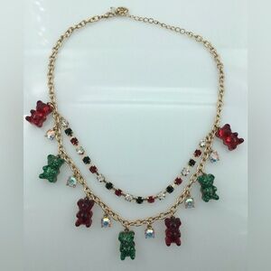Betsey Johnson Christmas gummy bear gold tone necklace